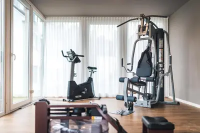 Das Fitnesscenter und/oder die Fitnesseinrichtungen in der Unterkunft Ferienhäuser Baltic Lagoon Haus 14b