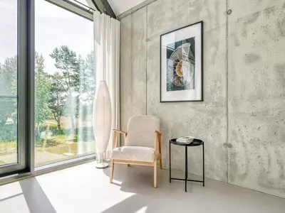 Ein Sitzbereich in der Unterkunft Ferienhaus in Fuhlendorf