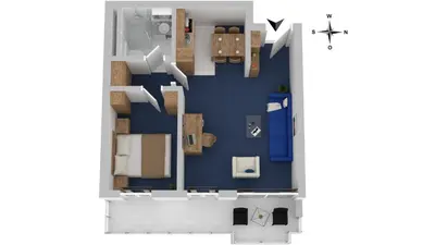 Grundriss der Unterkunft Deichkieker - Ferienwohnung mit Balkon im Herzen von Zingst