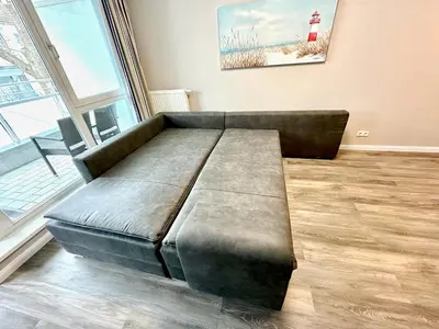 Ein Sitzbereich in der Unterkunft Ferienwohnung Nr 124 Sehnsucht-Zingst