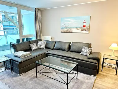 Ein Sitzbereich in der Unterkunft Ferienwohnung Nr 124 Sehnsucht-Zingst